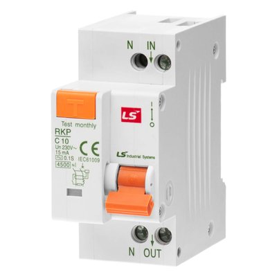 Диференційний вимикач LS Electric RKP 1P+N C10A 15mA AC (062203718B) 062203718B фото