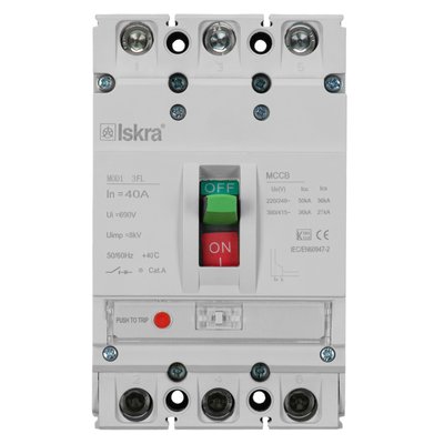 Автоматичний вимикач ISKRA 40А 36кА з фіксованим розчіплювачем MOD1 3FL 40A (786103539000) 786103539000 фото