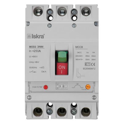 Автоматичний вимикач ISKRA 250А 50кА з регульованим розчіплювачем MOD2 3NM 250A (786103533000) 786103533000 фото