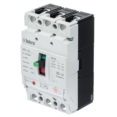 Автоматичний вимикач 63А 36kA з регульованим розчіпувачем в литому корпусі ISKRA MOD1 3NL (786103495000) 786103495000 фото