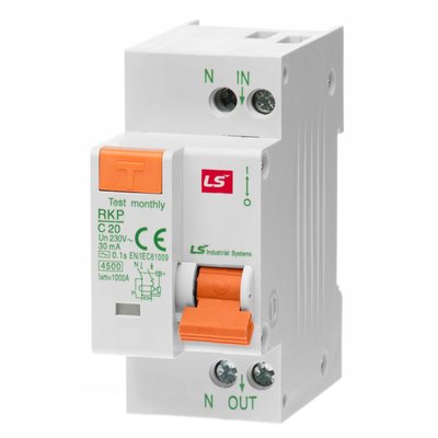 Диференційний вимикач LS Electric RKP 1P+N C20A 30mA АС (062203808B) 062203808B фото
