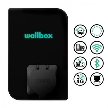 Зарядна станція 32А 22кВт з розеткою Тype 2 4G Wi-Fi Bluetooth 230/400В Wallbox Copper SB (CPB1-S-2-4-8-002-B-DNGL-UE-4G) CPB1-S-2-4-8-002-B-DNGL-UE-4G фото