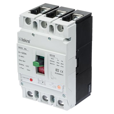 Автоматичний вимикач 200А 36kA з регульованим розчіпувачем у литому корпусі ISKRA MOD2 3NL (786103500000) 786103500000 фото